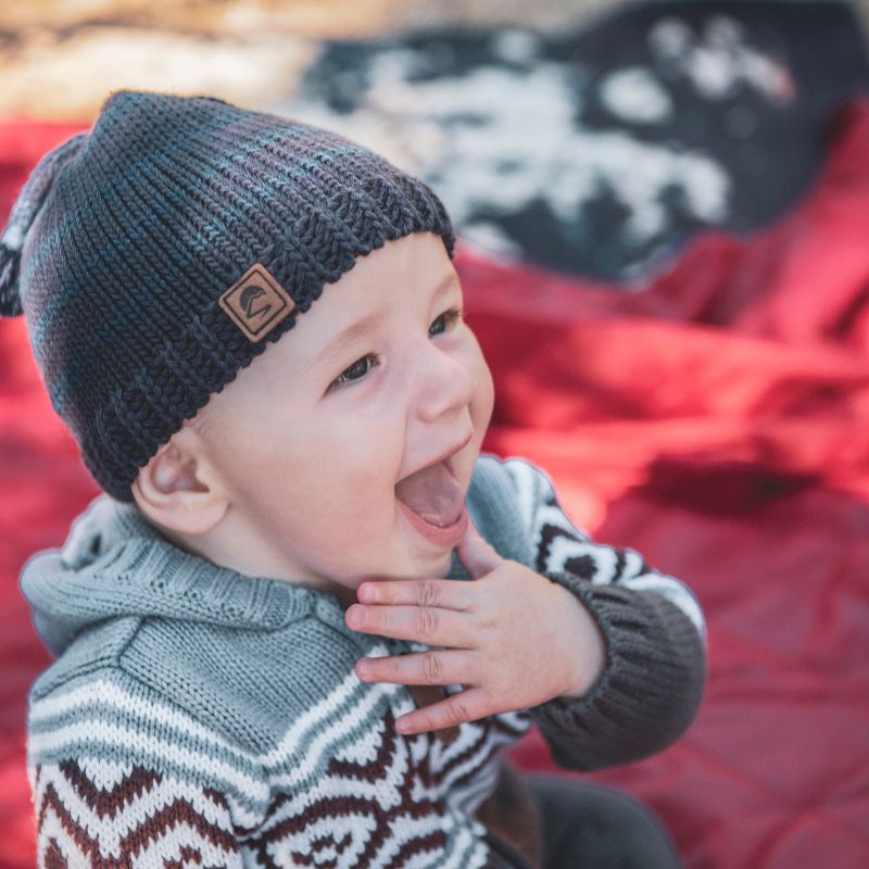 Infant Frosty Stripe Beanie - Rosewood